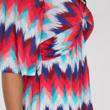 Knot draped short jersey dress - Blue-Pink