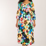 A-lined belted midi jersey dress - Navy