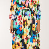 A-lined belted midi jersey dress - Navy