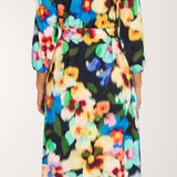 A-lined belted midi jersey dress - Navy