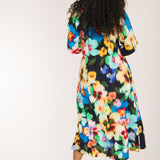A-lined belted midi jersey dress - Navy