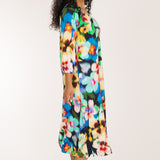 A-lined belted midi jersey dress - Navy