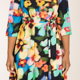 A-lined belted short jersey dress - Navy