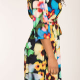 A-lined belted short jersey dress - Navy