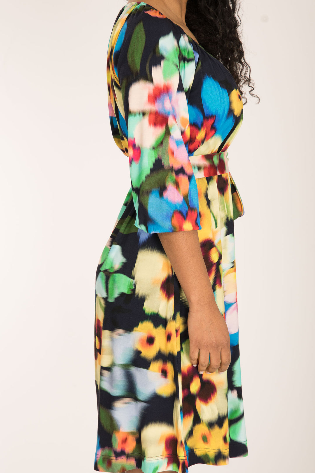 A-lined belted short jersey dress - Navy
