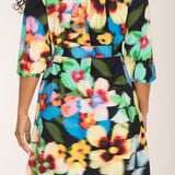 A-lined belted short jersey dress - Navy