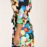 A-lined belted short jersey dress - Navy