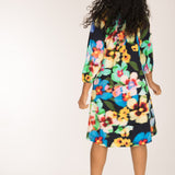 A-lined belted short jersey dress - Navy