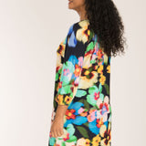 A-lined belted short jersey dress - Navy