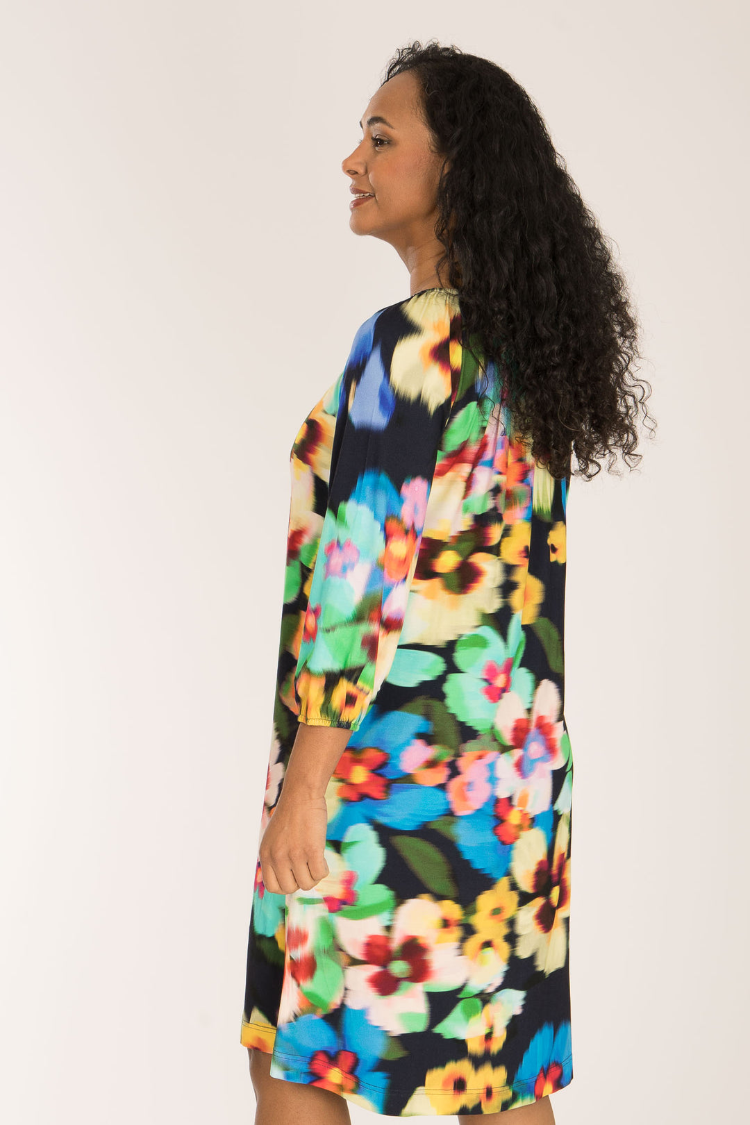 A-lined belted short jersey dress - Navy
