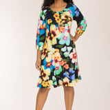 A-lined belted short jersey dress - Navy