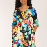 A-lined belted short jersey dress - Navy