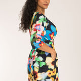 A-lined belted short jersey dress - Navy