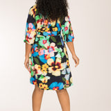A-lined belted short jersey dress - Navy