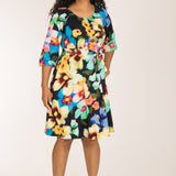 A-lined belted short jersey dress - Navy