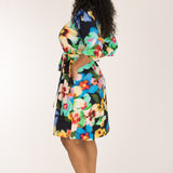 A-lined belted short jersey dress - Navy