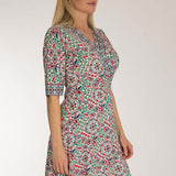 Slip-On wrap short jersey dress - Blue folklore