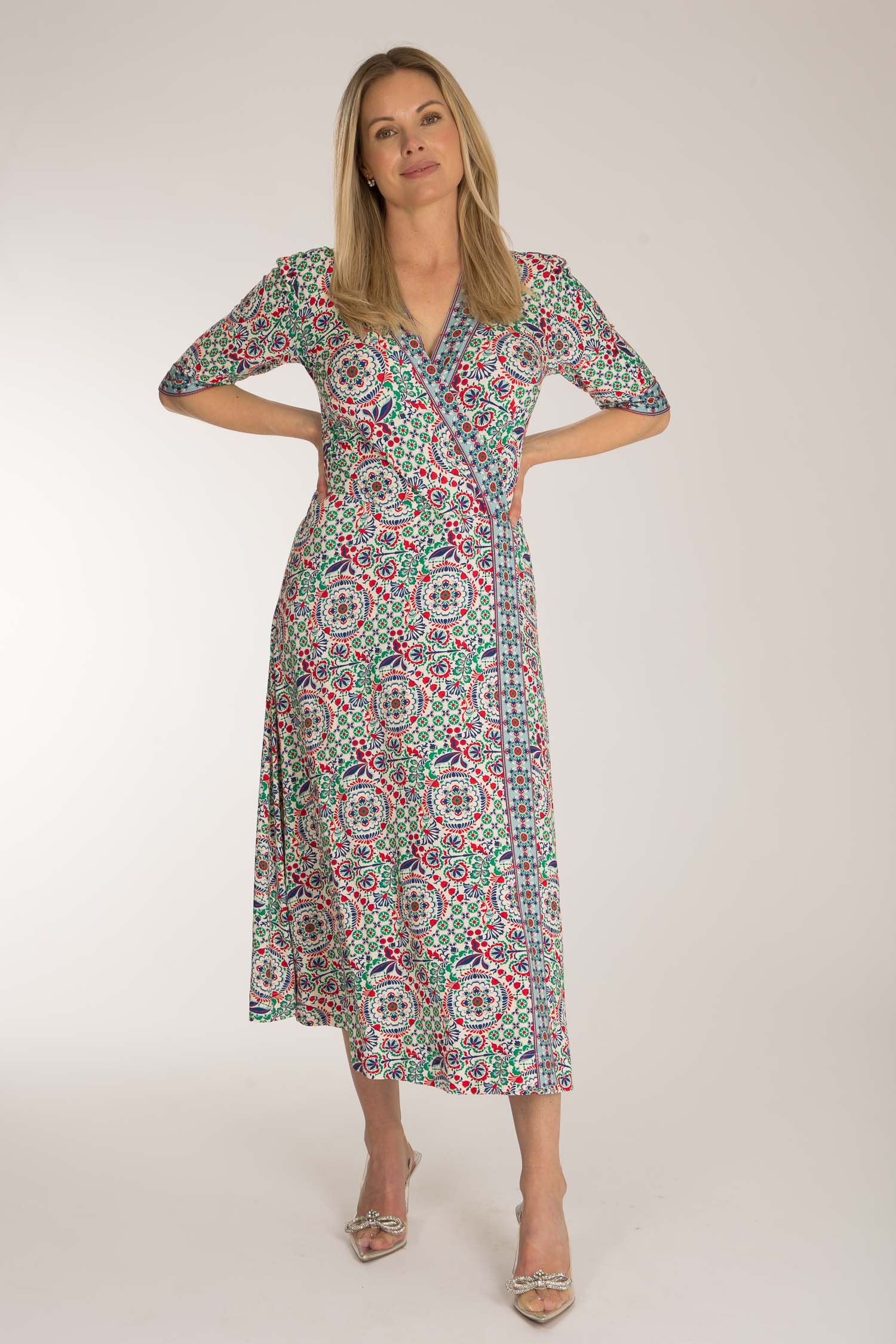 slip-on wrap midi jersey dress - blue folklore reviews Eve Jersey Midi Dress - Blue and Ivory Stripe