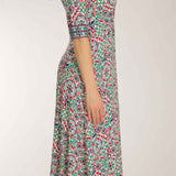 Slip-On wrap midi jersey dress - Blue folklore