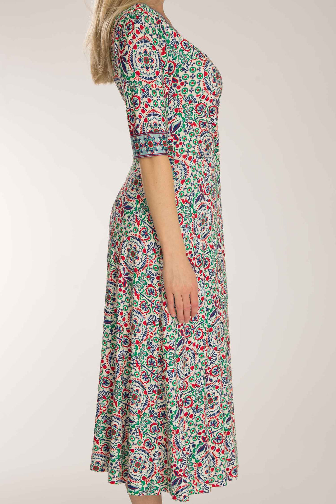 Slip-On wrap midi jersey dress - Blue folklore