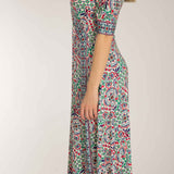 Slip-On wrap midi jersey dress - Blue folklore