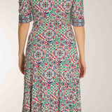 Slip-On wrap midi jersey dress - Blue folklore