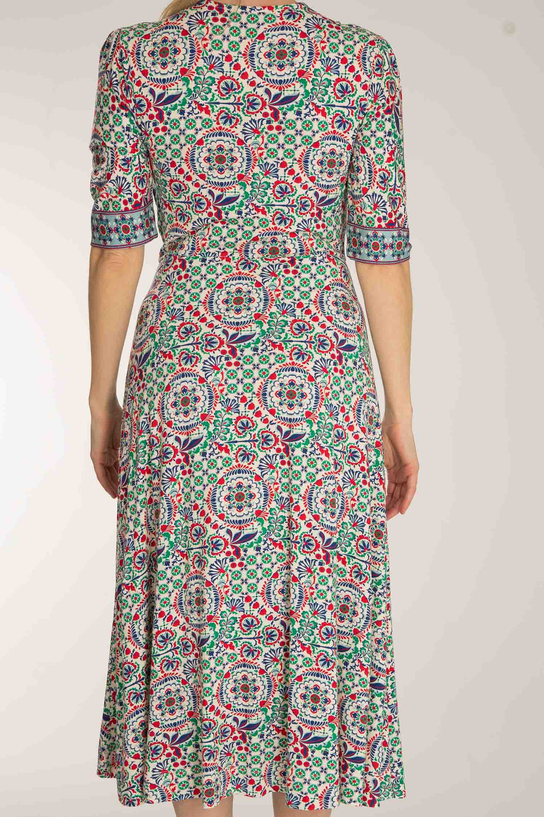 Slip-On wrap midi jersey dress - Blue folklore