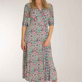 Slip-On wrap midi jersey dress - Blue folklore