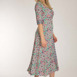 Slip-On wrap midi jersey dress - Blue folklore