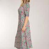 Slip-On wrap midi jersey dress - Blue folklore
