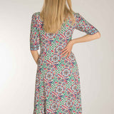Slip-On wrap midi jersey dress - Blue folklore