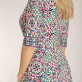 Slip-On wrap midi jersey dress - Blue folklore