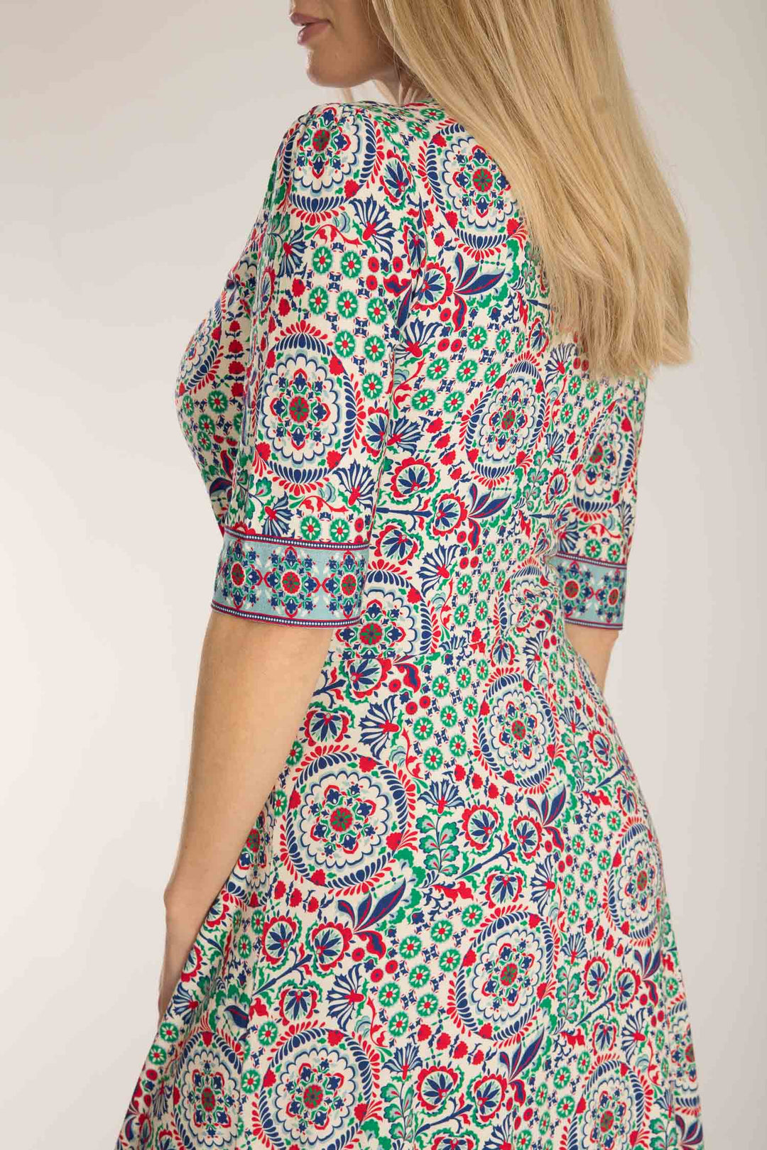 Slip-On wrap midi jersey dress - Blue folklore