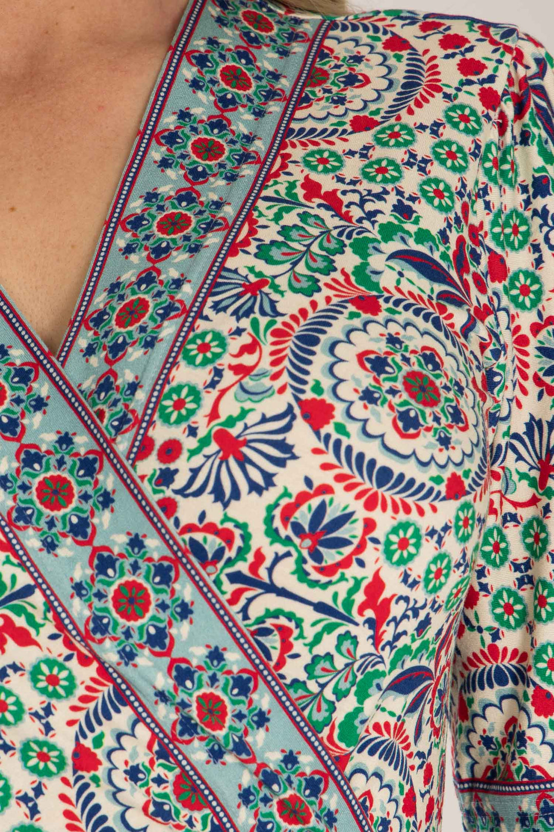 Slip-On wrap midi jersey dress - Blue folklore
