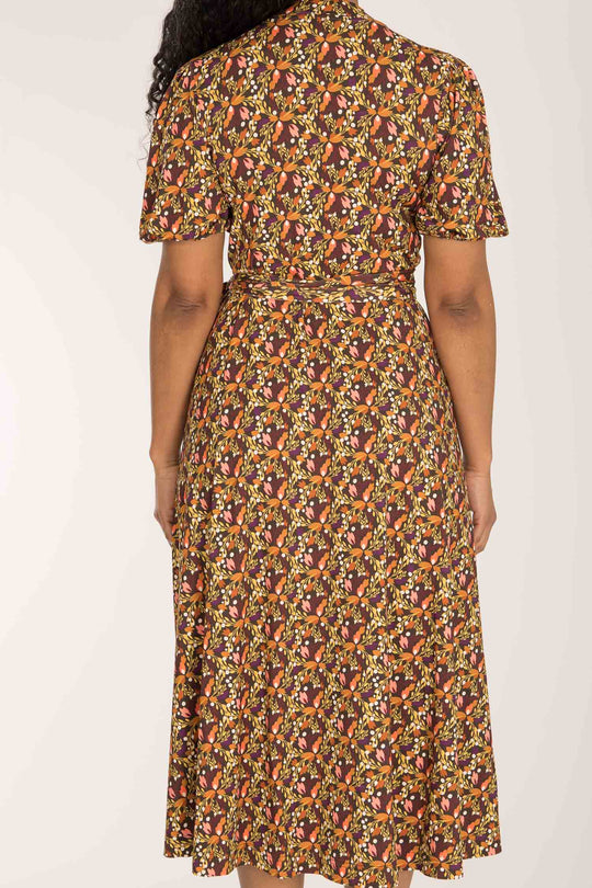 Bestie wrap midi jersey dress - Pink flowers
