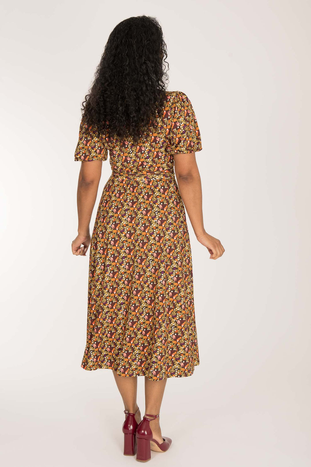 Bestie wrap midi jersey dress - Pink flowers