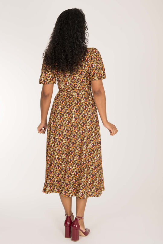 Bestie wrap midi jersey dress - Pink flowers