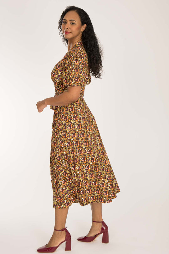 Bestie wrap midi jersey dress - Pink flowers