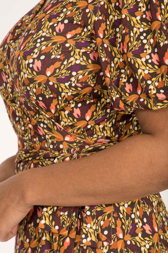 Bestie wrap midi jersey dress - Pink flowers