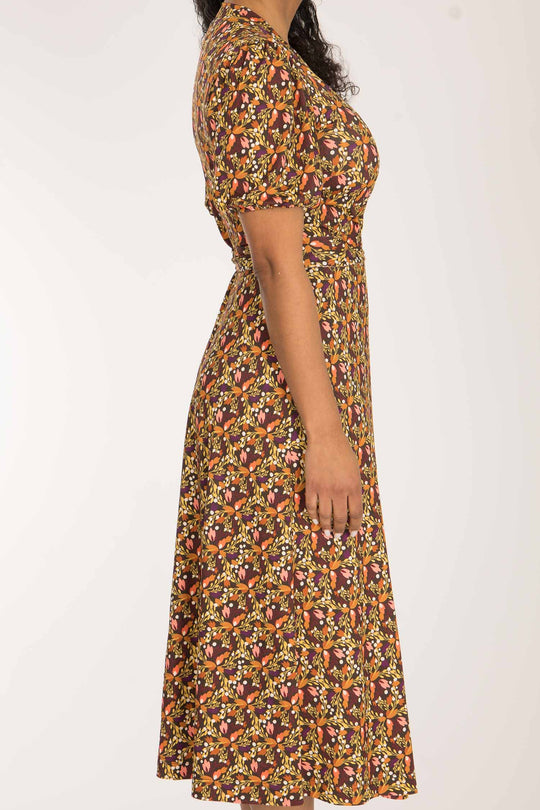 Bestie wrap midi jersey dress - Pink flowers