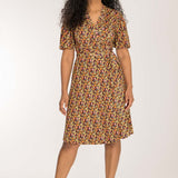 Bestie wrap short jersey dress - Pink flowers