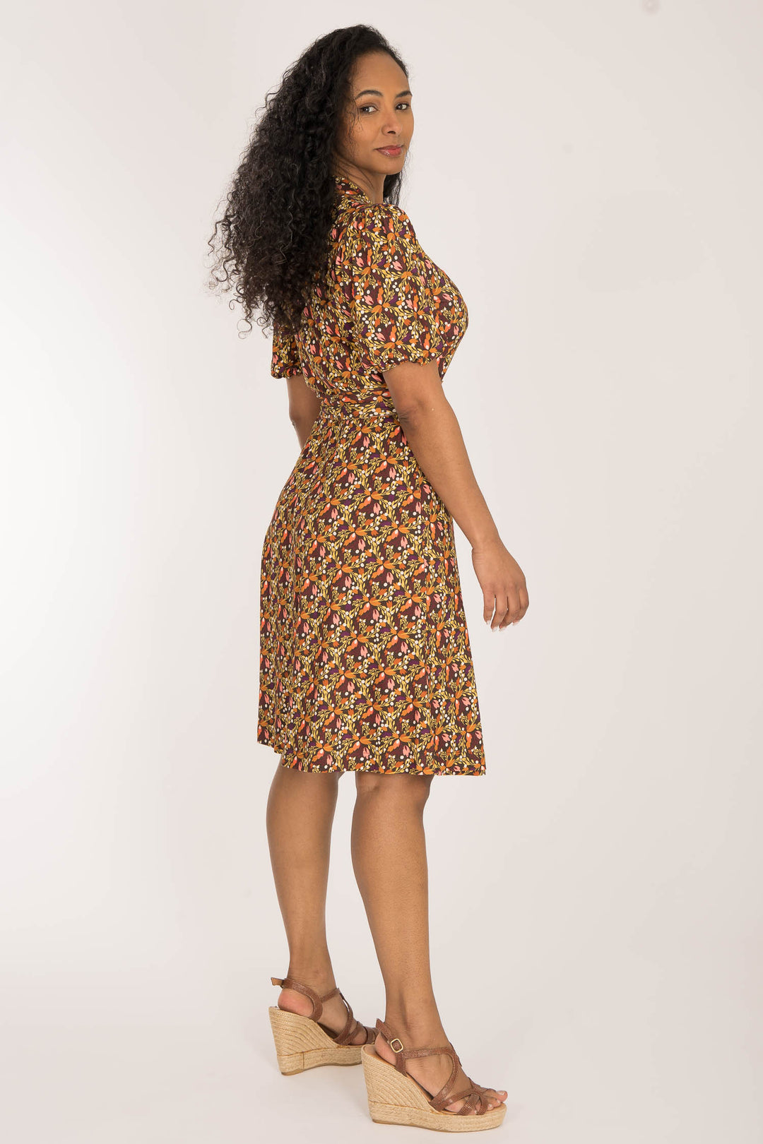 Bestie wrap short jersey dress - Pink flowers