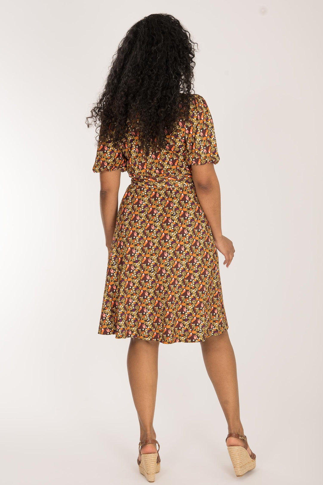 Bestie wrap short jersey dress - Pink flowers
