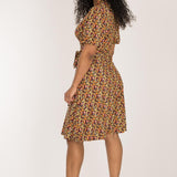 Bestie wrap short jersey dress - Pink flowers