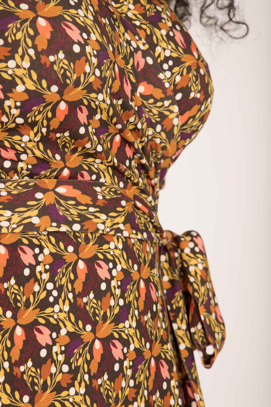 Bestie wrap short jersey dress - Pink flowers