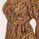 Bestie wrap short jersey dress - Pink flowers
