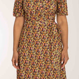 Bestie wrap short jersey dress - Pink flowers