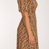 Bestie wrap short jersey dress - Pink flowers