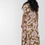 Closed wrap midi jersey dress - Olive