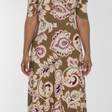 Closed wrap midi jersey dress - Olive